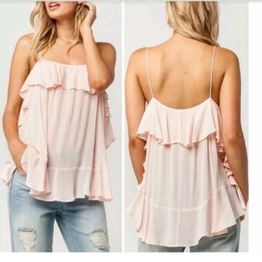 NWT Free People Ruffled Camisole in Petal Pink